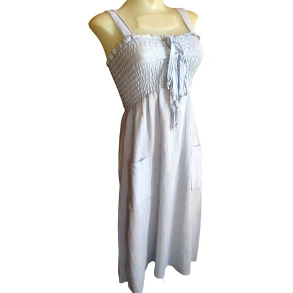 Small Vintage Byer California Smocked Gauze Boho Sundress Summer Midi Dress - Picture 1 of 7